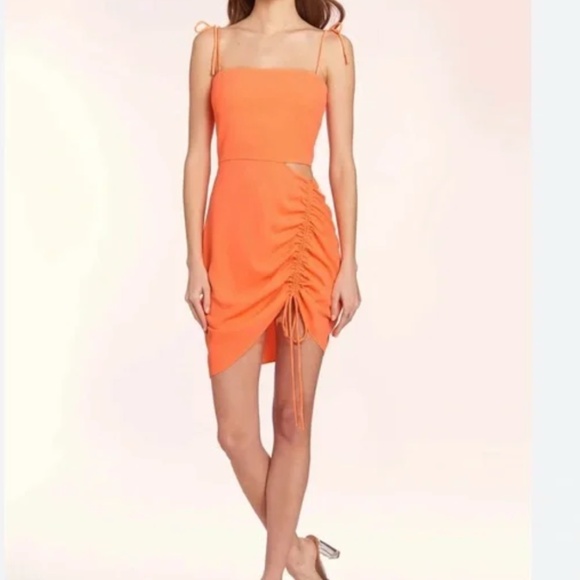 BLUE : Amanda Uprichard Abriella BLUE Tie Strap Mini Dress with Side Cut Out - Picture 8 of 8